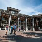 Image of students leaving Dutton Hall, where the financial aid office is located. 